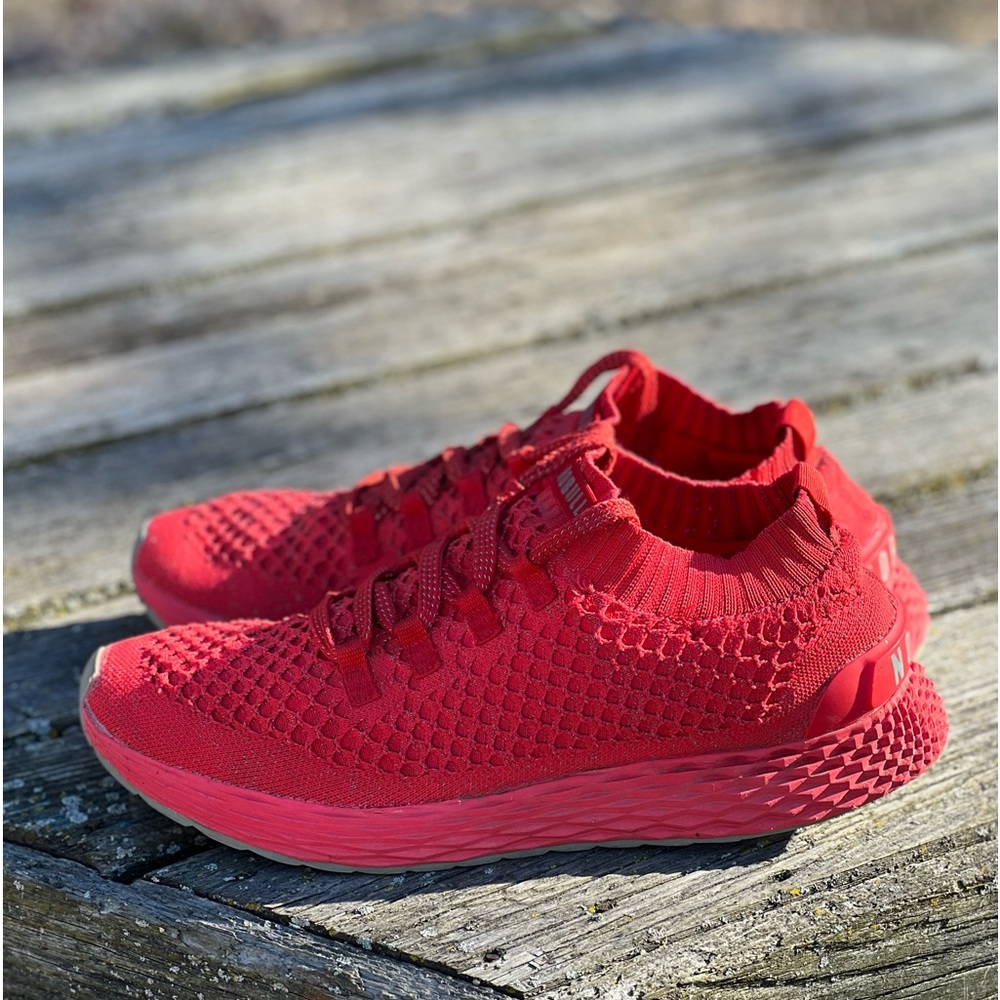 Nobull red knit training shoes